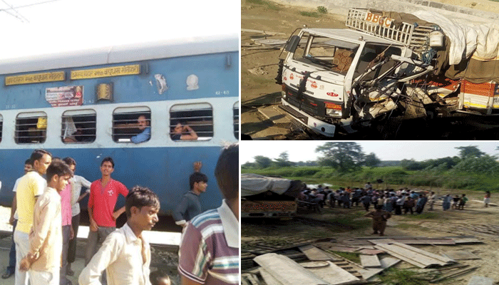 अब शाहजहांपुर में ट्रेन-ट्रक की टक्कर, बापूधाम एक्सप्रेस पलटने से बची