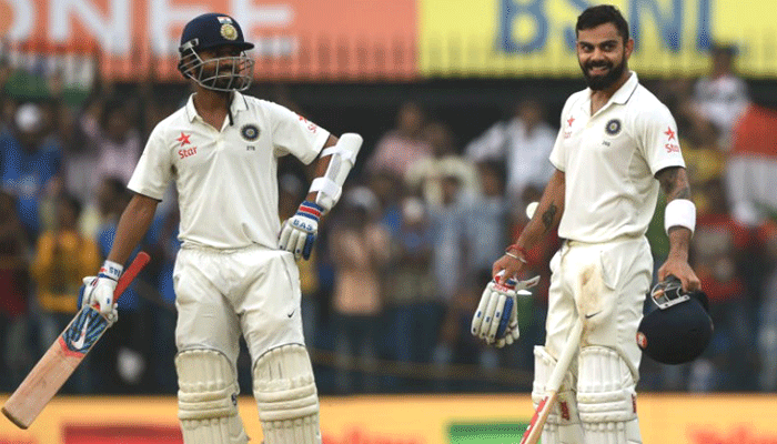 कैंडी टेस्ट: शिखर के शतक से भारत की मजबूत शुरुआत, कोहली-रहाणे क्रीज पर