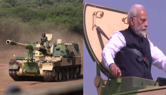 गुजरात: इंडियन आर्मी K9 टैंक पर सवार होकर निकले पीएम मोदी, अंदाज हो रहा वायरल
