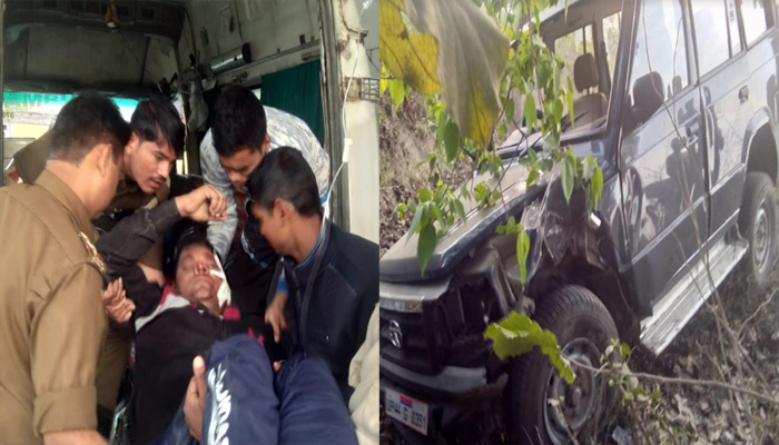 सुल्तानपुर: दबिश देने जा रही पुलिस की जीप पलटी, सिपाही घायल