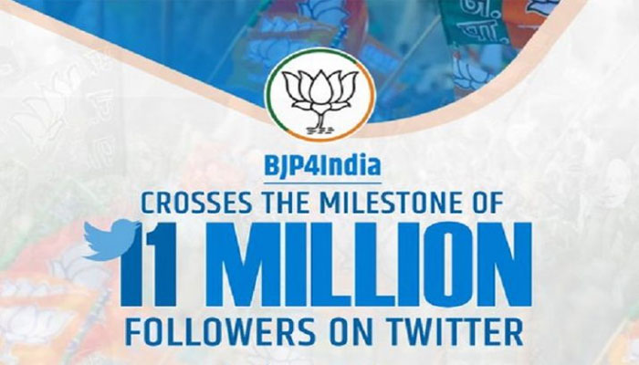 ट्विटर पर BJP बनी दुनिया की सबसे बड़ी पॉलिटिकल पार्टी, फॉलोअर्स हुये इतने मिलियन