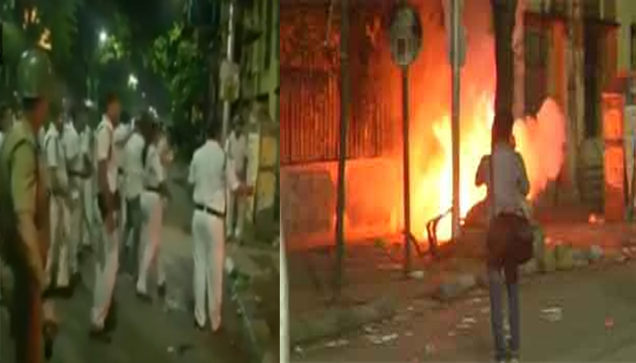 शाह के रोड शो में आगजनी, BJP-TMC कार्यकर्ताओं और पुलिस से झड़प