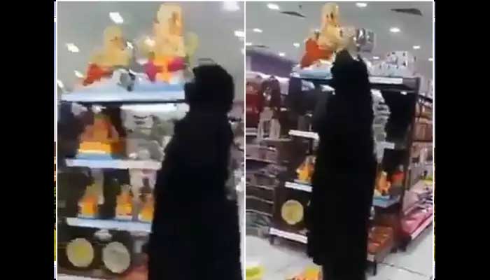 Woman break several Lord Ganesha Statue