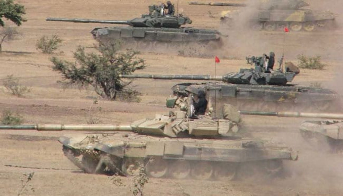 Indian army tanks deploy