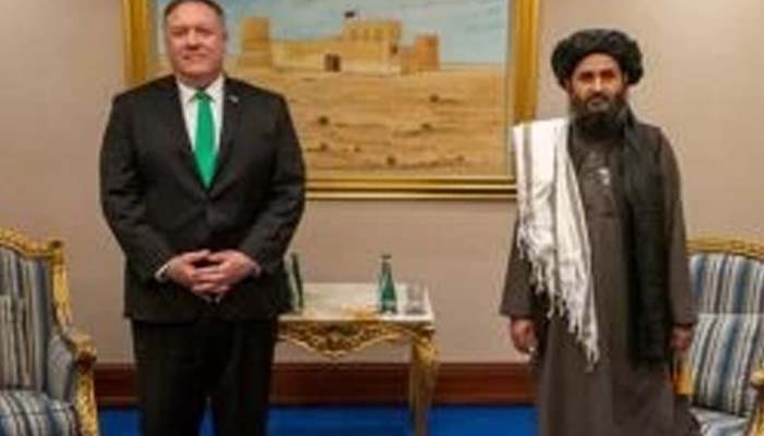 Mike Pompeo and Taliban leader-2