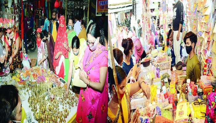 दिवाली की खरीदारी के लिए बाजारों में लगी रही भीड़