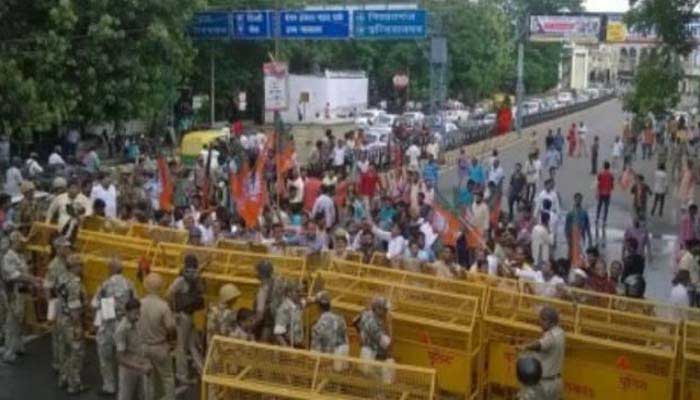 BJP WORKERS AND POLICE CLASHED