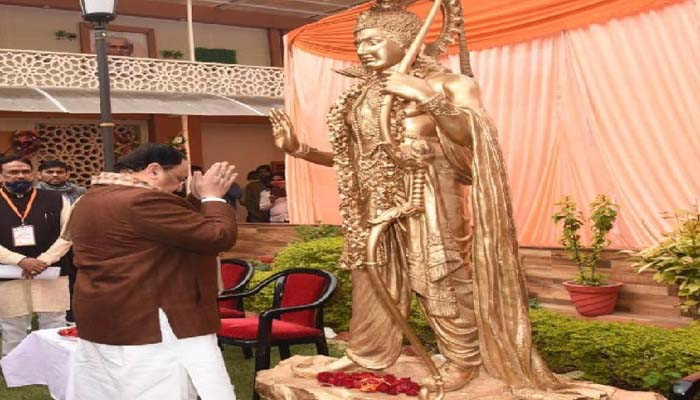 भगवान राम पहुंचे BJP कार्यलय, मूर्ति स्थापना में कार्यकर्ताओं का दिखा उत्साह