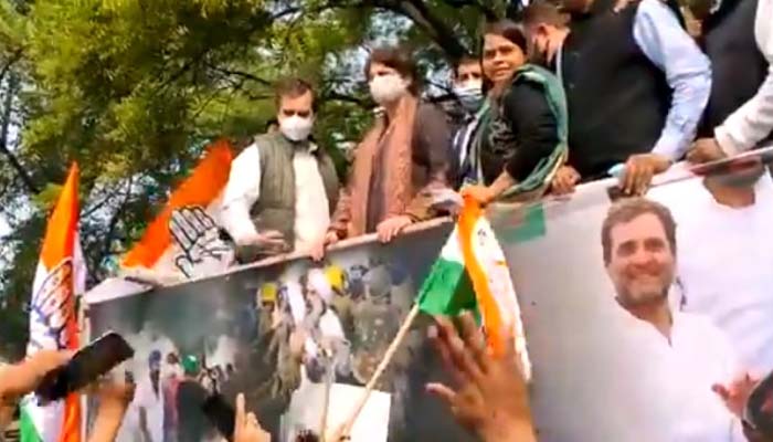 rahul priyanka in kisan protest