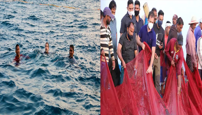 राहुल ने मछुआरों के साथ समुद्र में लगाई डुबकी, खाई मछली, तस्वीरें वायरल
